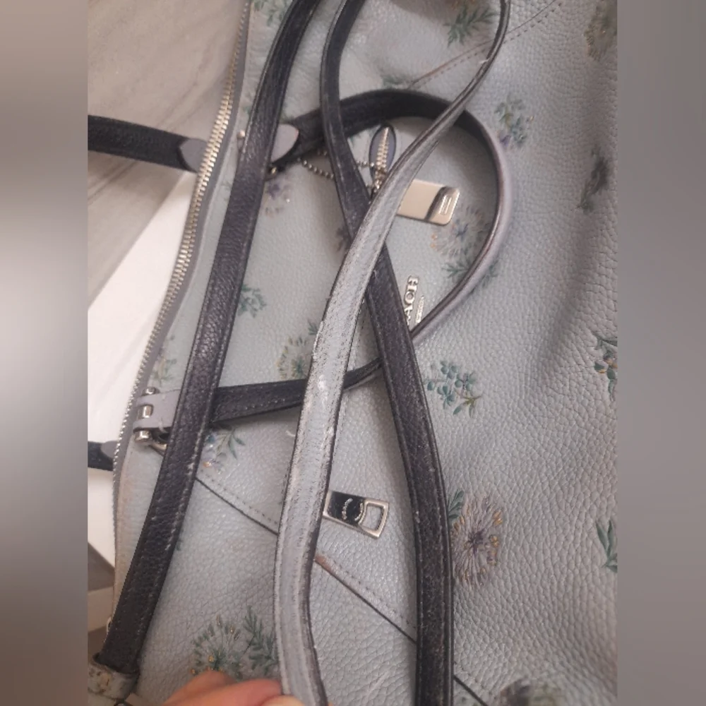 Coach Floral Meadow Print Blue Crossbody Hand Bag Y2K - Picture 4 of 12